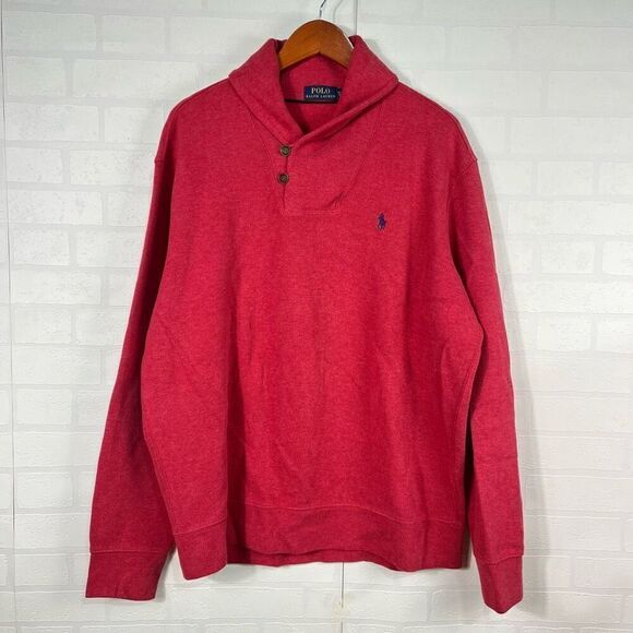 Polo Ralph Lauren Mens Cowl Neck Sweater size XL Cotton Red - Picture 1 of 11